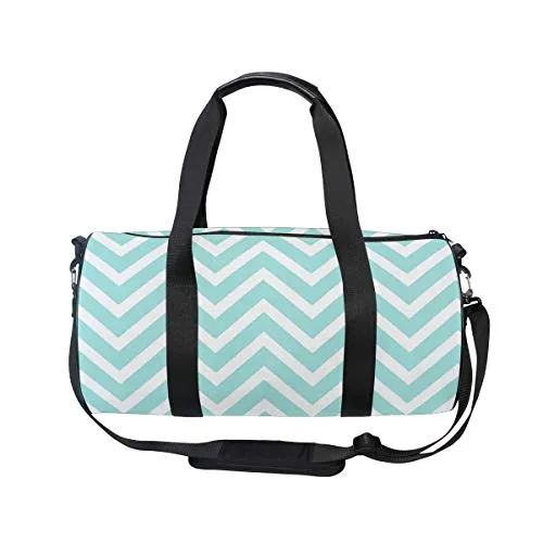 OuLian Women Gym Bag Zigzags Pattern Blue Mens Camp Duffel Bags Duffle Luggage Travel Bag