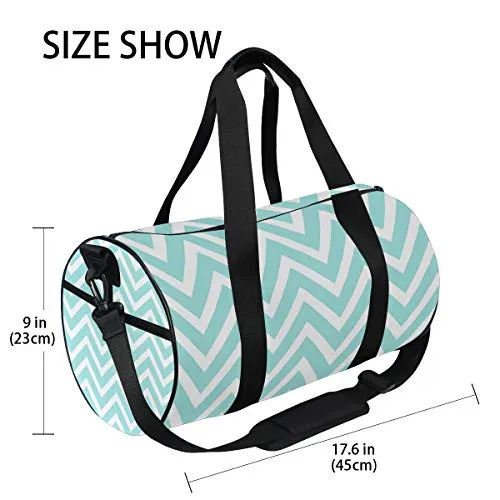 OuLian Women Gym Bag Zigzags Pattern Blue Mens Camp Duffel Bags Duffle Luggage Travel Bag