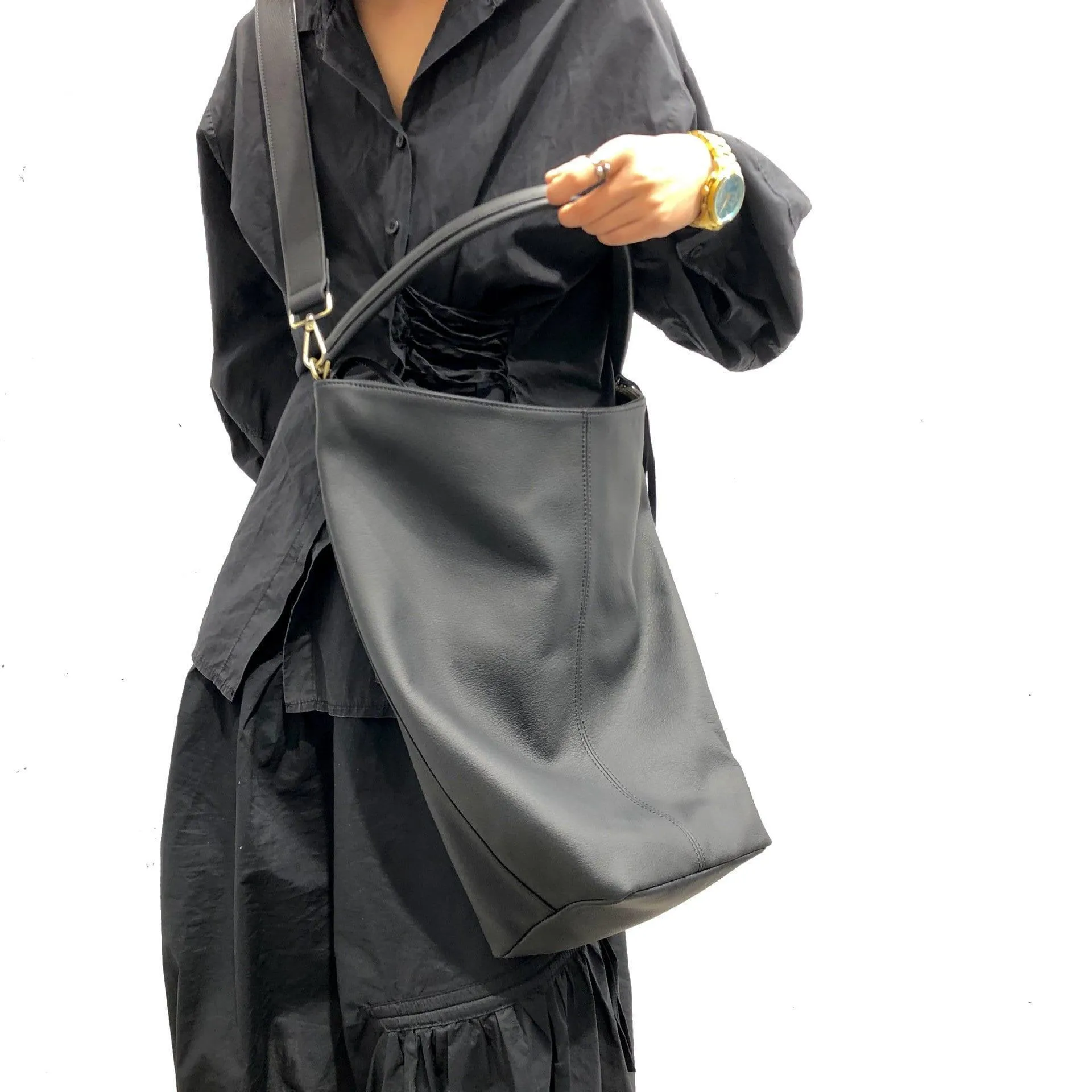 Oversized bag Large leather tote bag | Every Day Bag | Women leather bag Slouchy Crossbody Bag, Black Handbag for Women Soft Leather Bag
