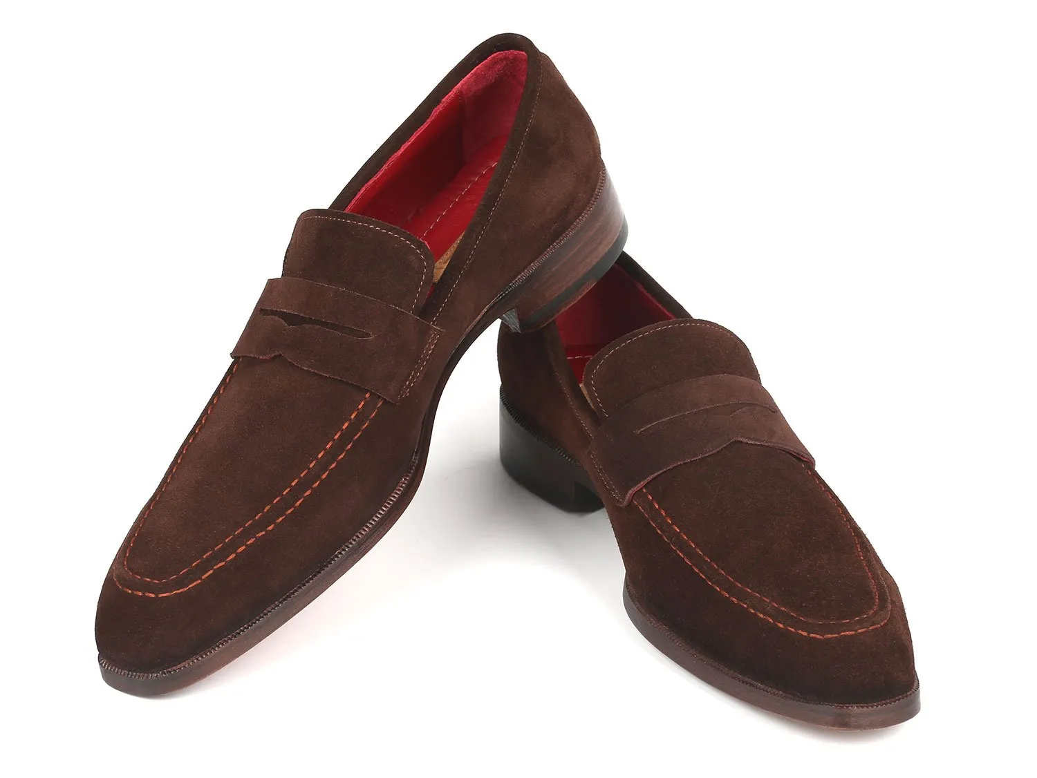 Paul Parkman Men's Penny Suede Loafers, Brown