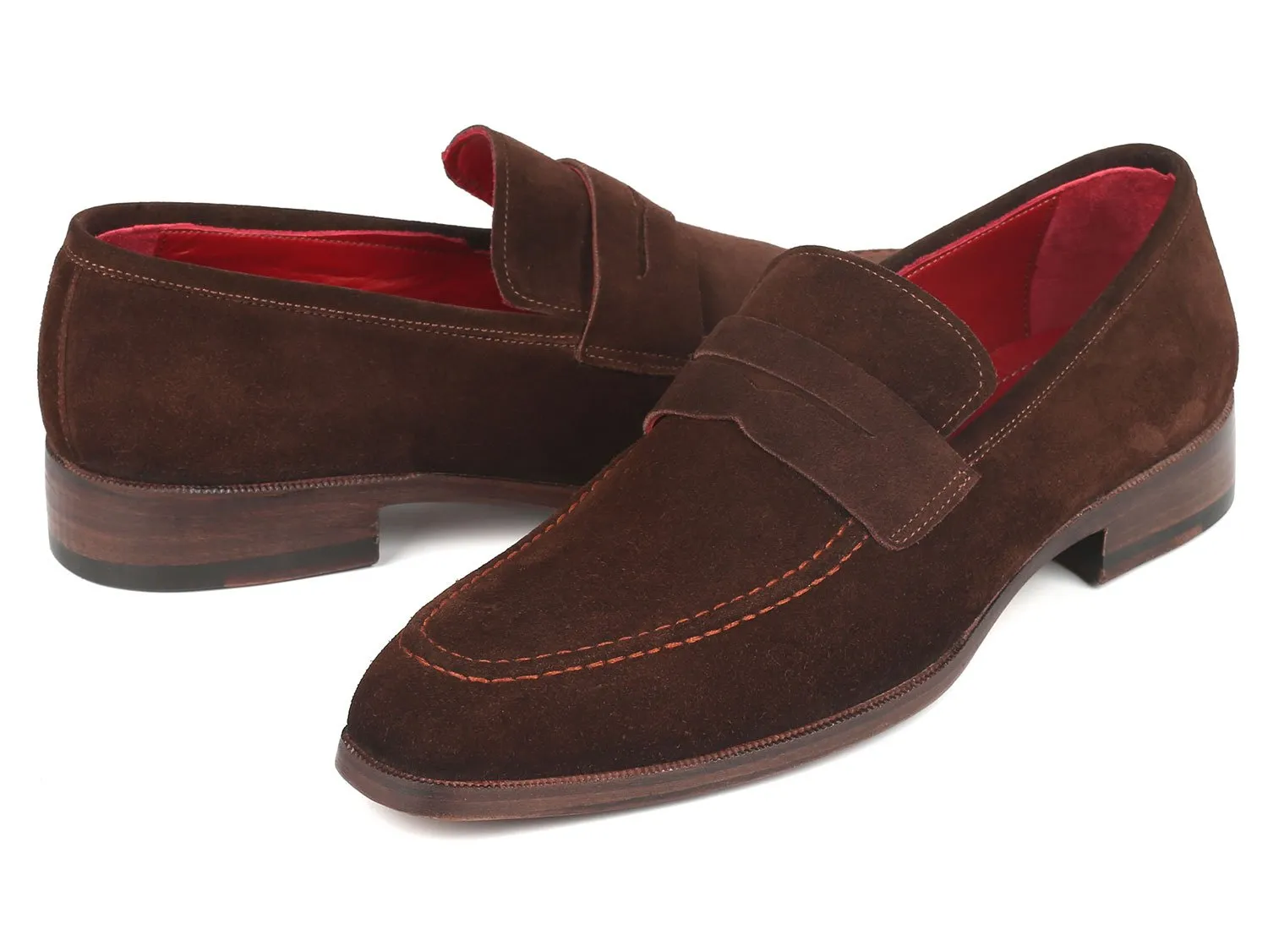 Paul Parkman Men's Penny Suede Loafers, Brown
