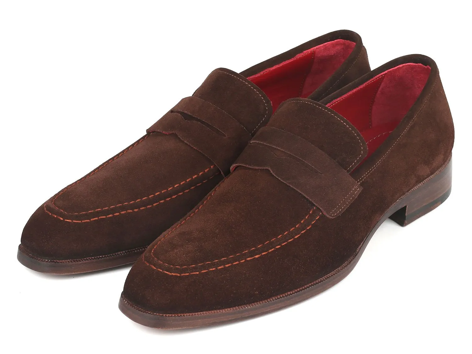 Paul Parkman Men's Penny Suede Loafers, Brown