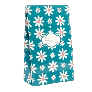 Peel & Seal Gift Bag Blue Daisy Flower 12pk Large No-Wrap Present