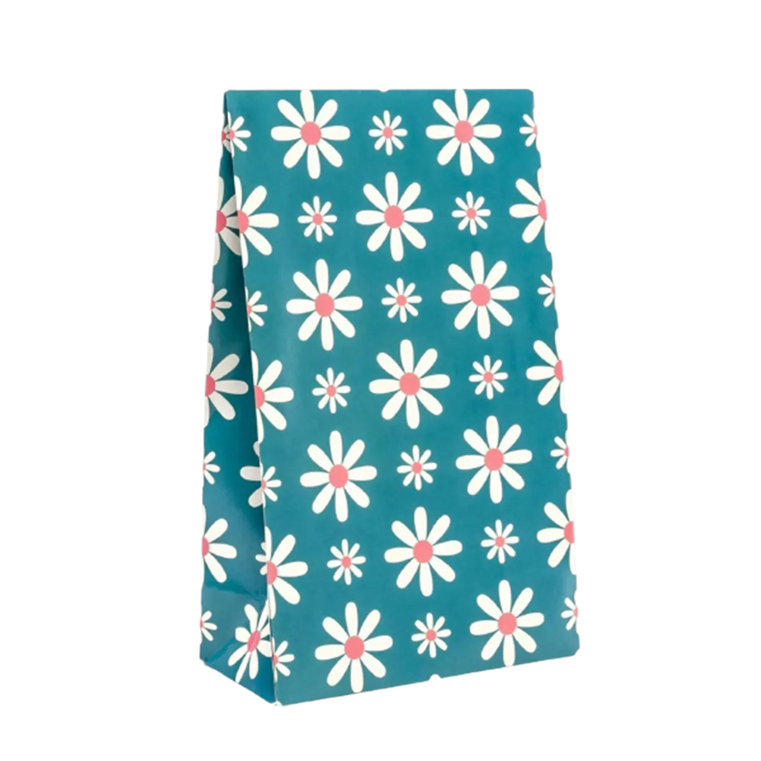 Peel & Seal Gift Bag Blue Daisy Flower 12pk Large No-Wrap Present