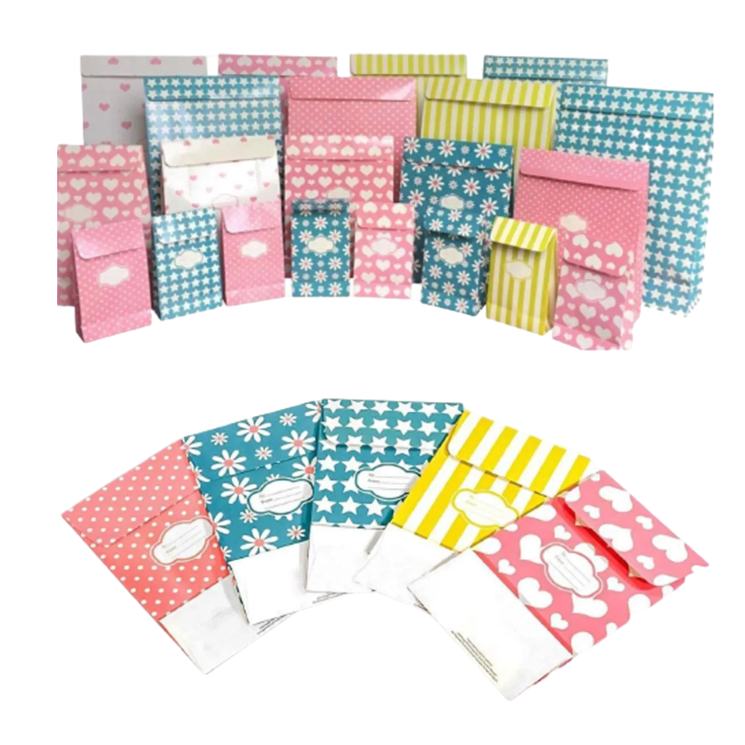 Peel & Seal Gift Bag Blue Stars 12pk Large No-Wrap Present