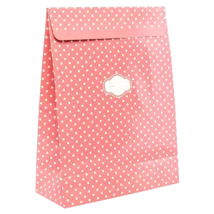 Peel & Seal Gift Bag Pink Polka Dots 12pk Small No-Wrap Present