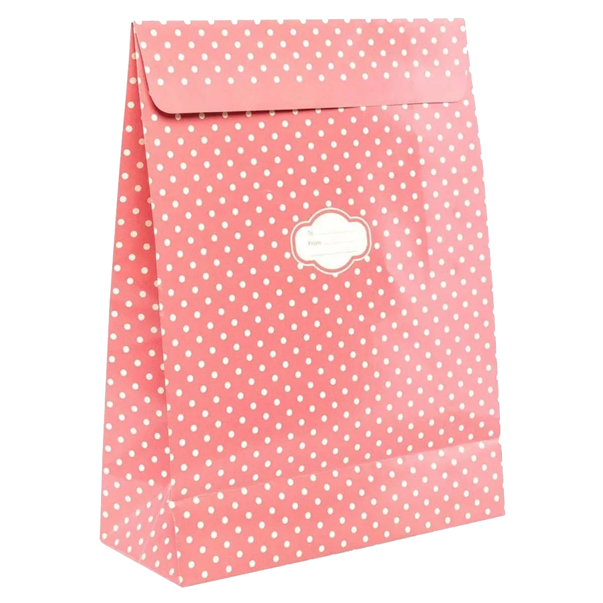 Peel & Seal Gift Bag Pink Polka Dots 12pk Small No-Wrap Present
