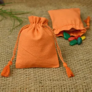 Personalized Logo Small Bags Handmade Jewelry Orange Pouches Custom Small Drawstring Pouch – CraftJaipur
