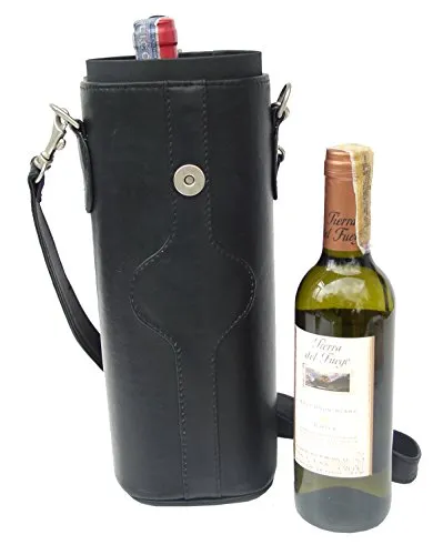 Piel Leather Adventurer Single Deluxe Wine Tote In Black