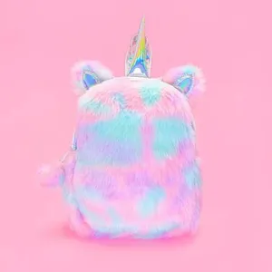 Plush Rainbow Unicorn Mini Backpack / Hand Bag