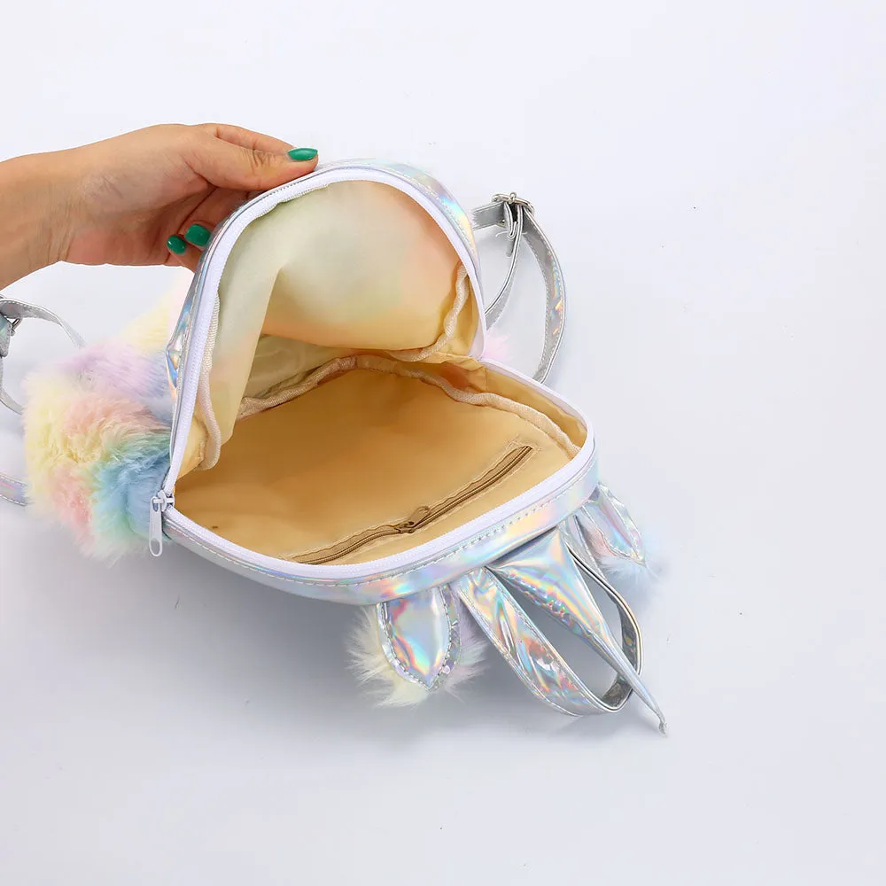 Plush Rainbow Unicorn Mini Backpack / Hand Bag