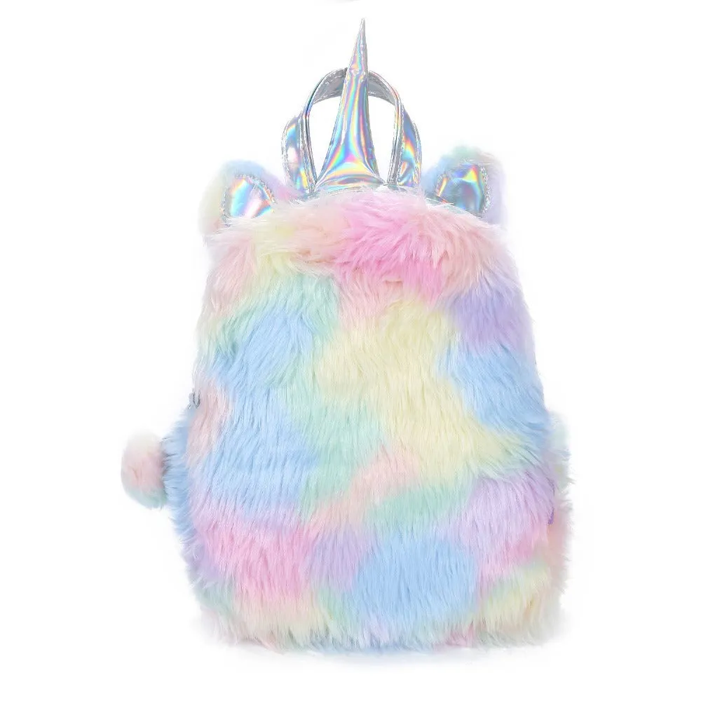 Plush Rainbow Unicorn Mini Backpack / Hand Bag