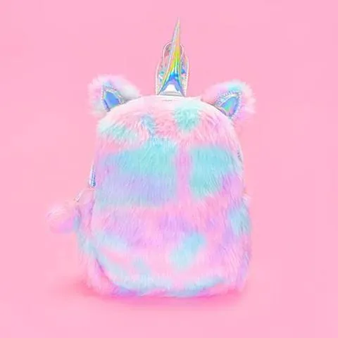Plush Rainbow Unicorn Mini Backpack / Hand Bag