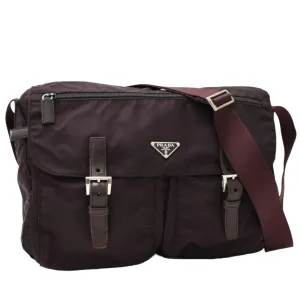 Prada Pocono Taste nylon leather Burgundy Bordeaux Large shoulder bag