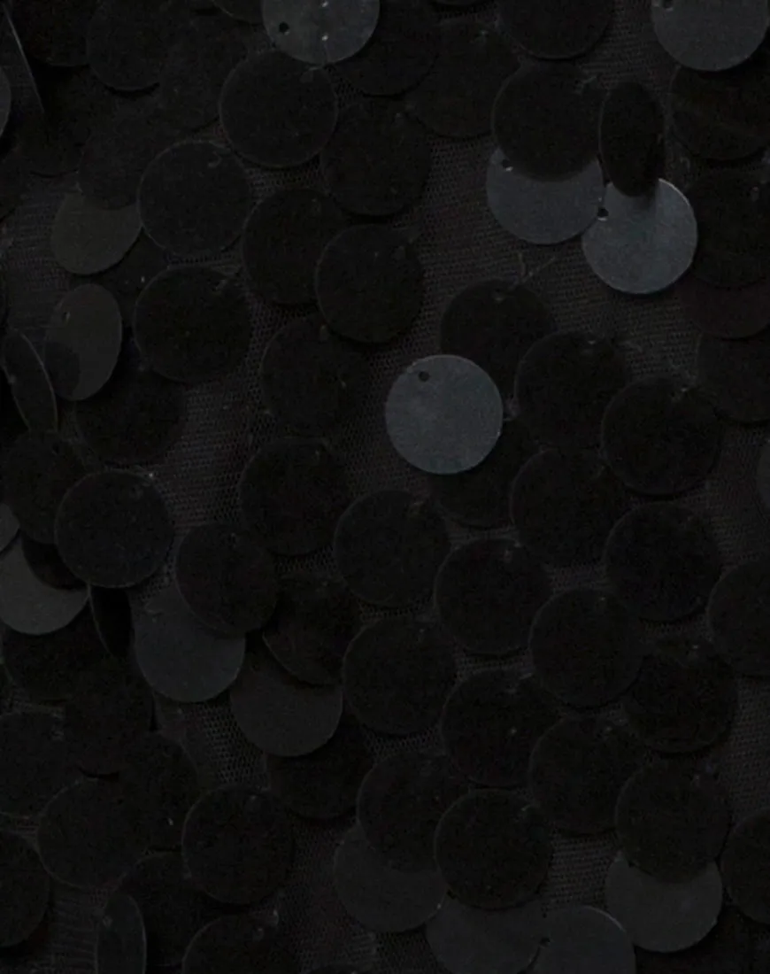 Purpura Slip Dress in Velvet Disc Sequin Black