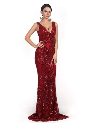 Sleeveless Sequin Elegant Night Out Maxi Dress