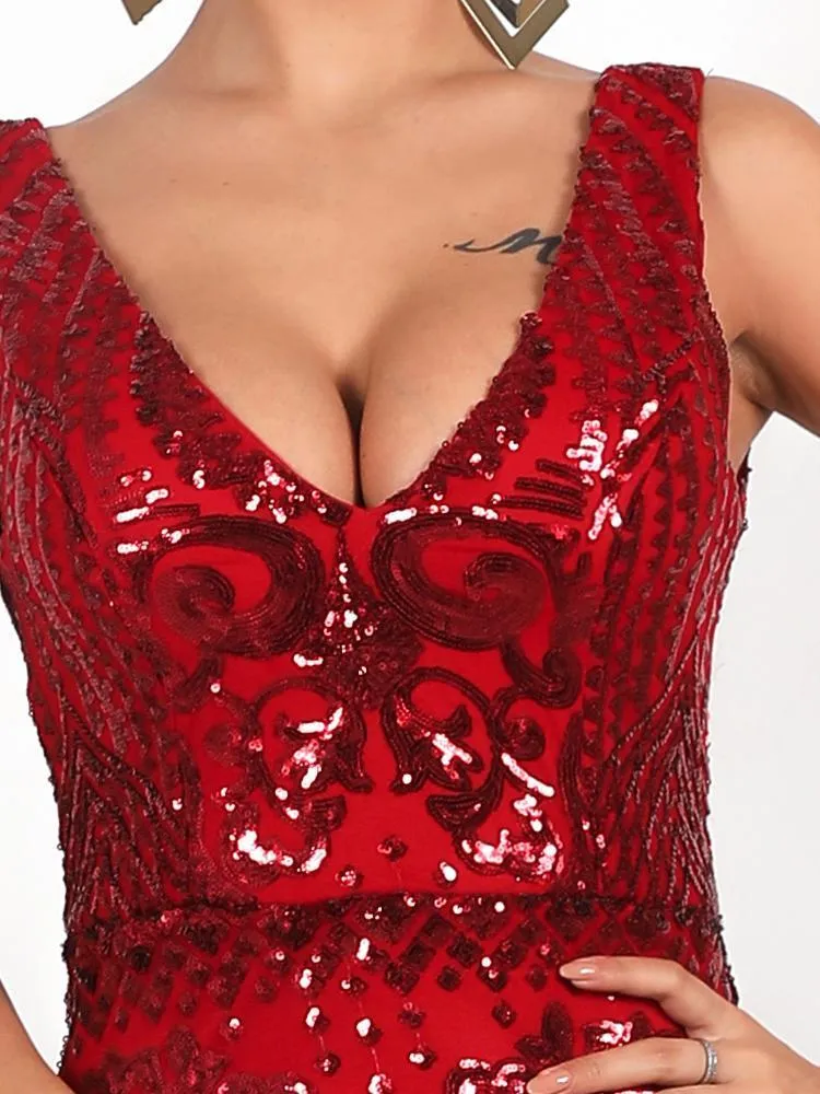 Sleeveless Sequin Elegant Night Out Maxi Dress