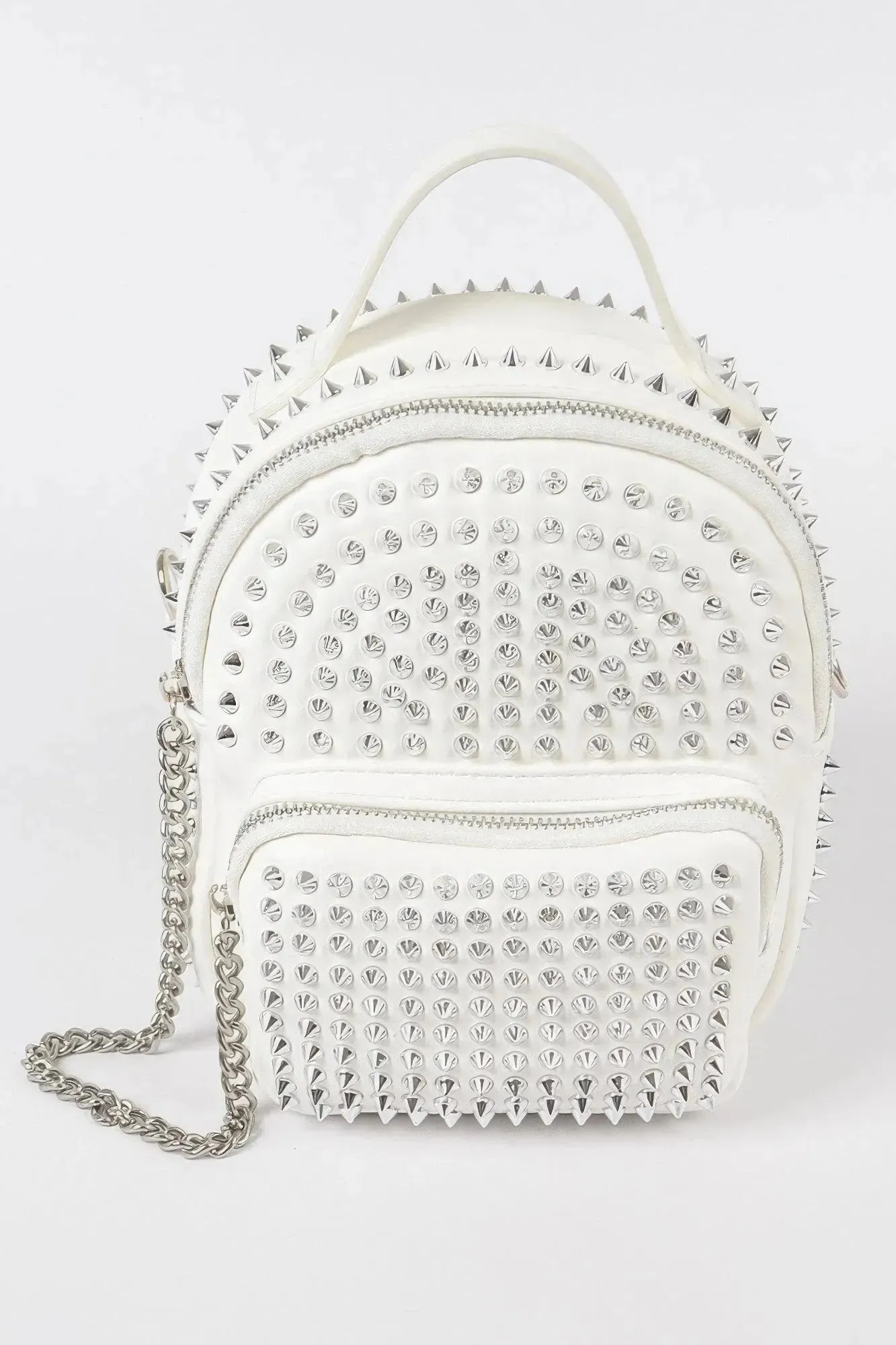 Studded Backpack With Chain Zippier
