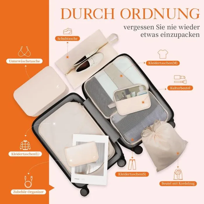 Suitcase Organizer - 8 pieces, lightweight packing cubes for travel, high quality travel organizer