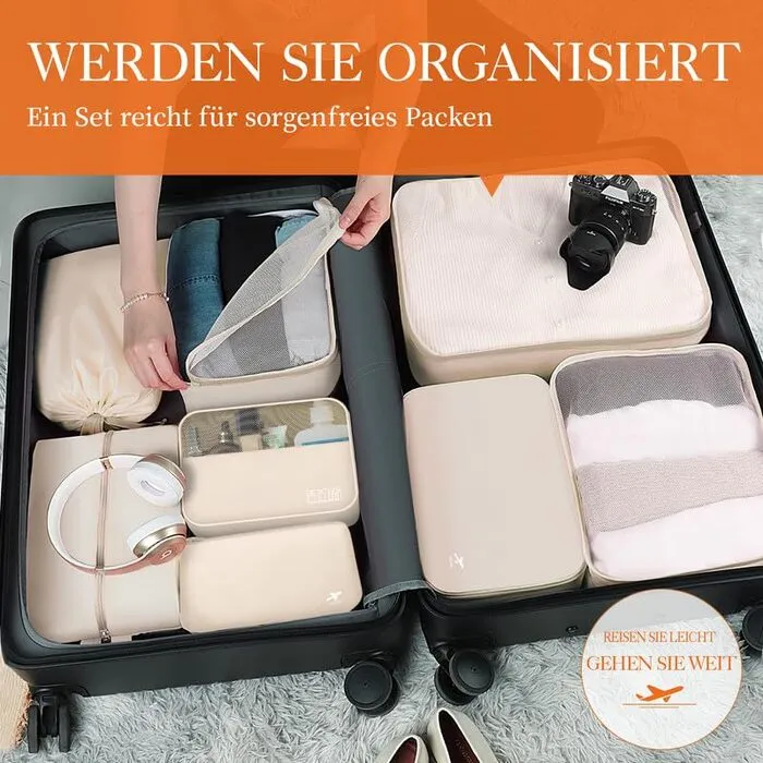 Suitcase Organizer - 8 pieces, lightweight packing cubes for travel, high quality travel organizer
