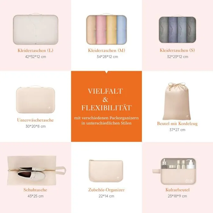 Suitcase Organizer - 8 pieces, lightweight packing cubes for travel, high quality travel organizer