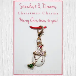 Sweeping Snowman Christmas Clip Charm