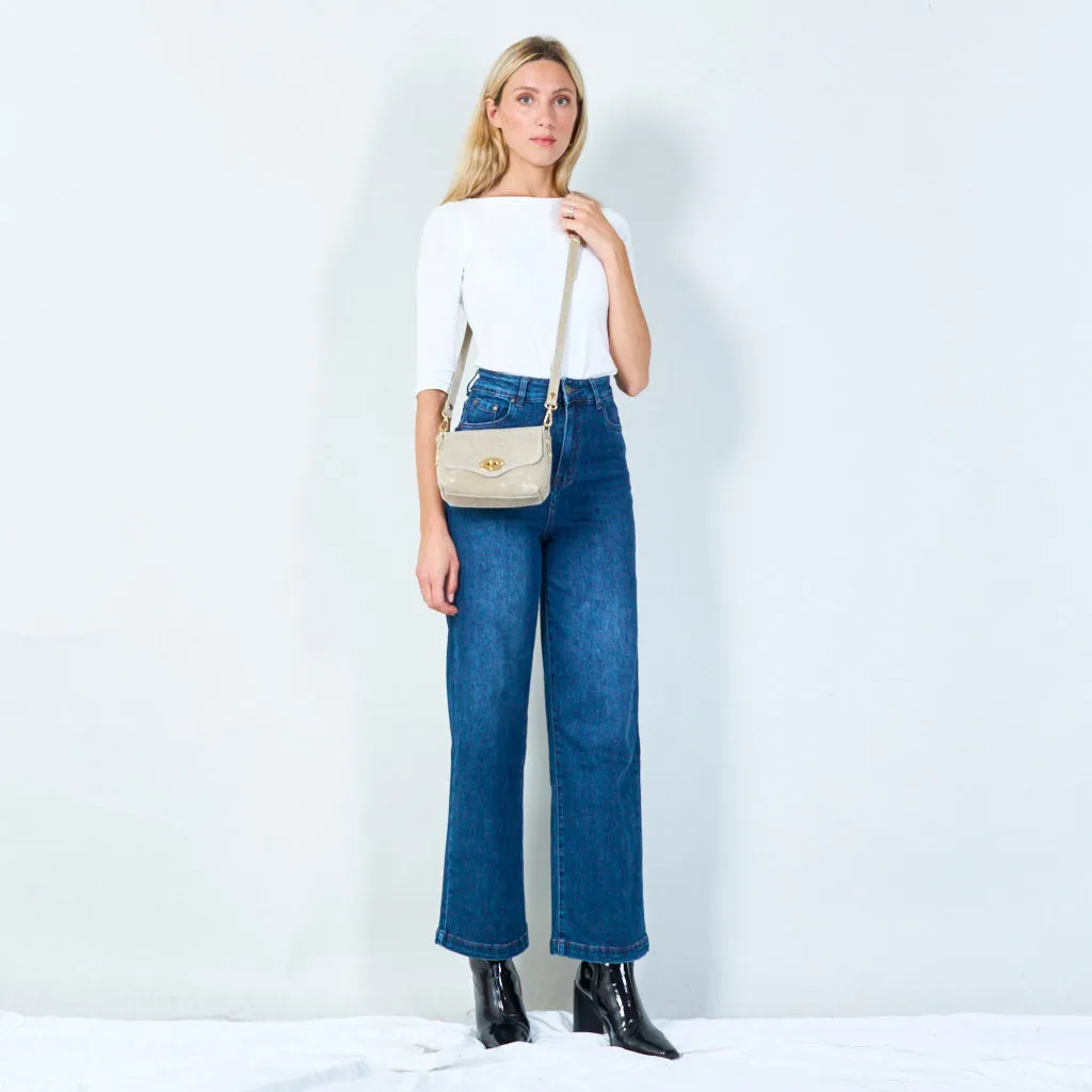 Textured leather crossbody satchel wholesale