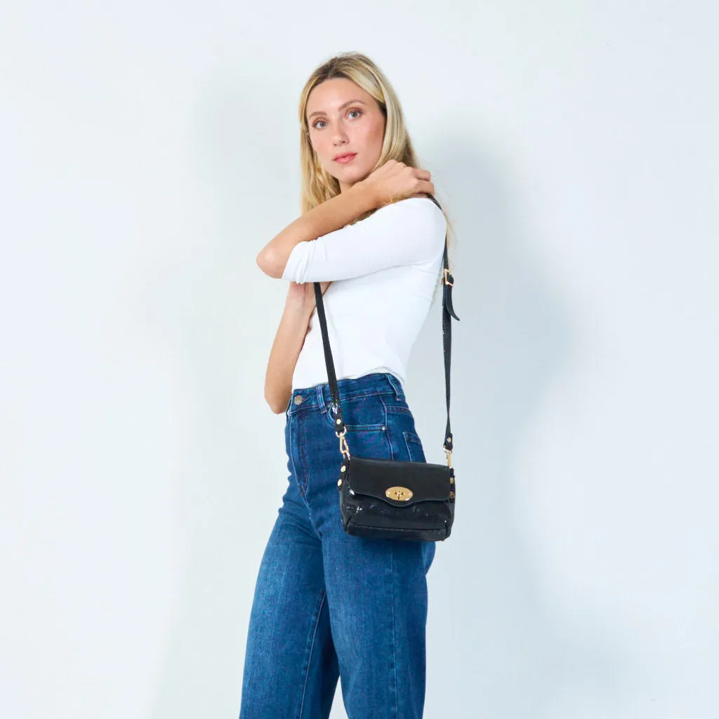 Textured leather crossbody satchel wholesale