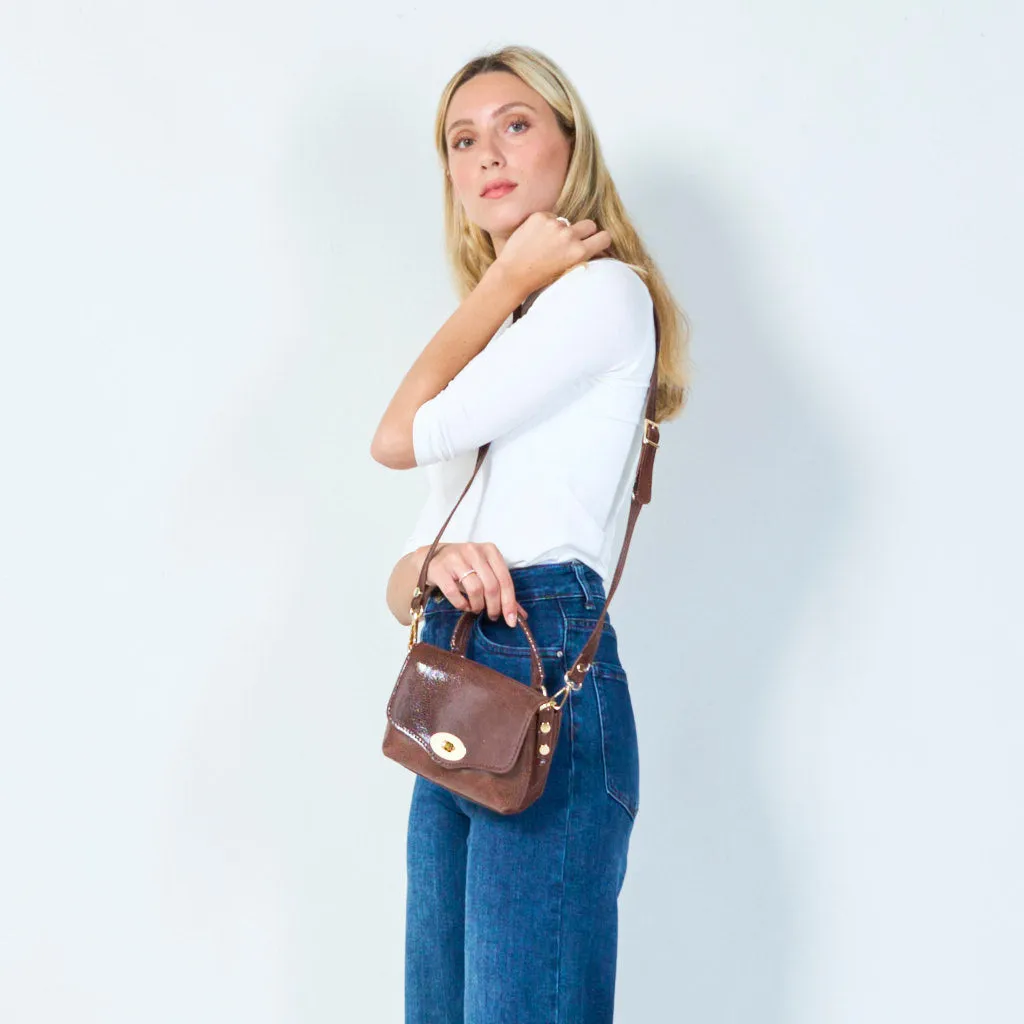 Textured leather crossbody satchel wholesale