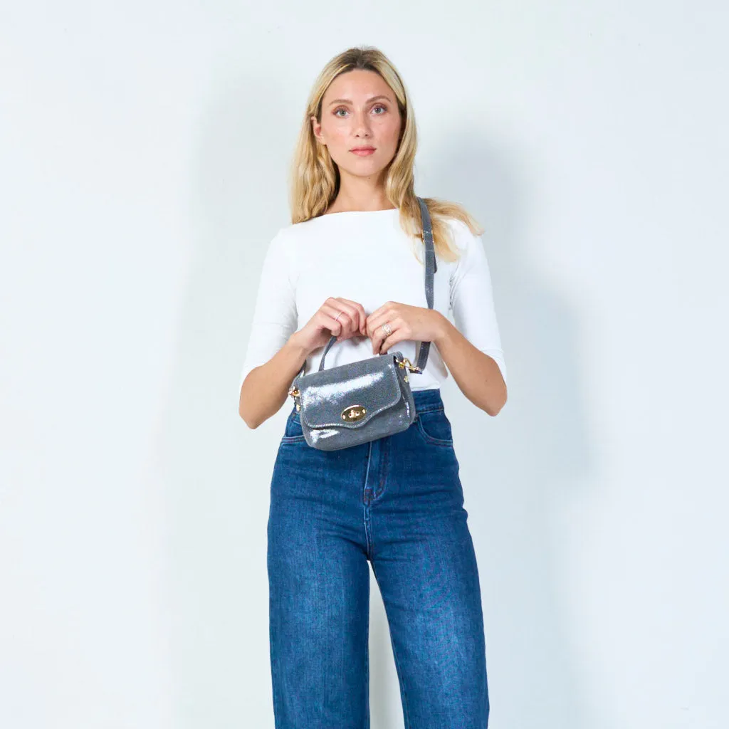 Textured leather crossbody satchel wholesale