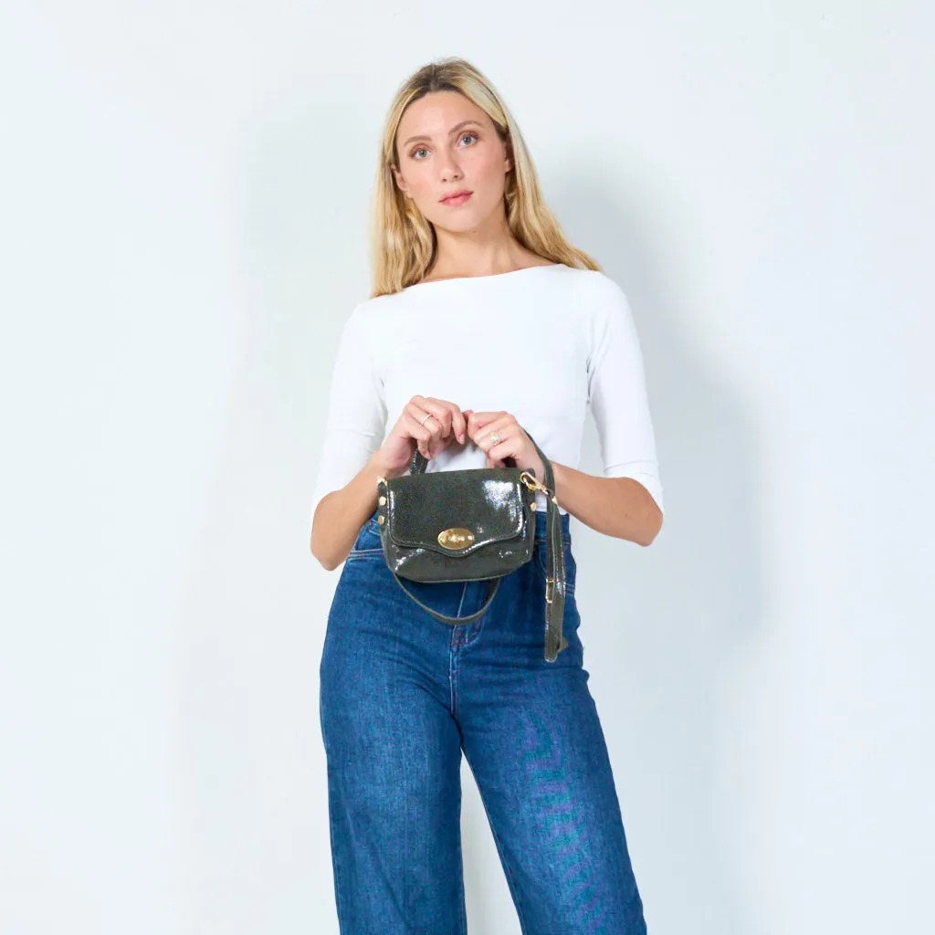 Textured leather crossbody satchel wholesale