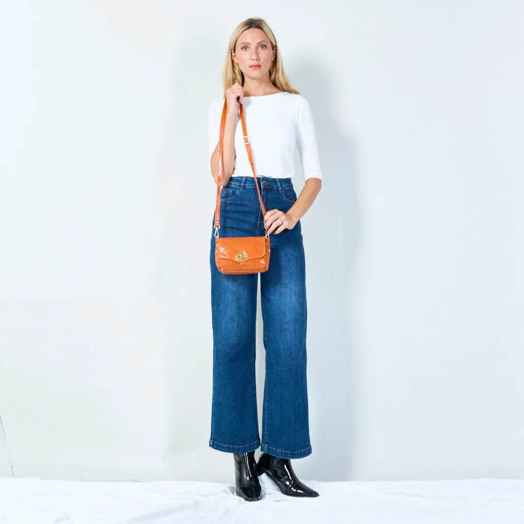 Textured leather crossbody satchel wholesale