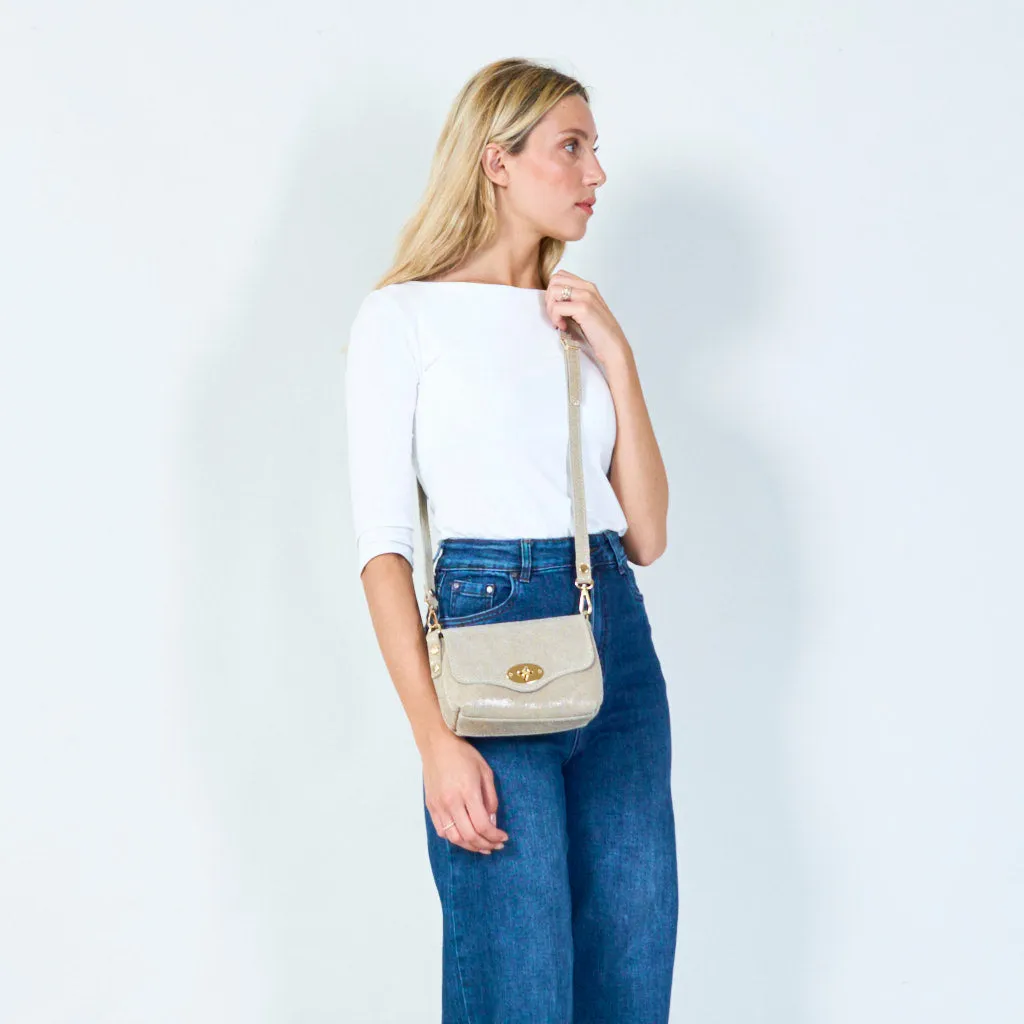 Textured leather crossbody satchel wholesale