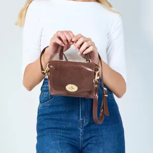 Textured leather crossbody satchel wholesale