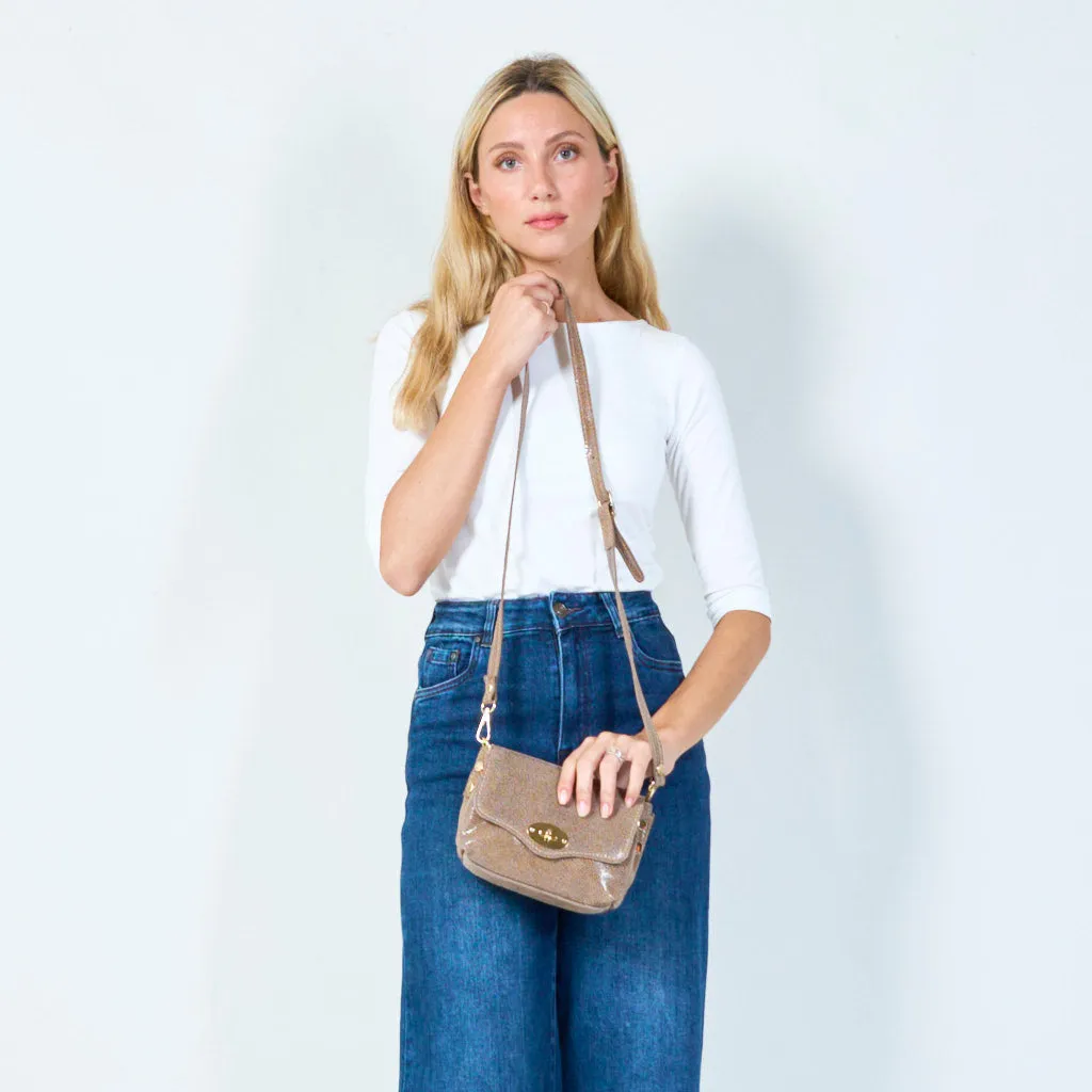 Textured leather crossbody satchel wholesale