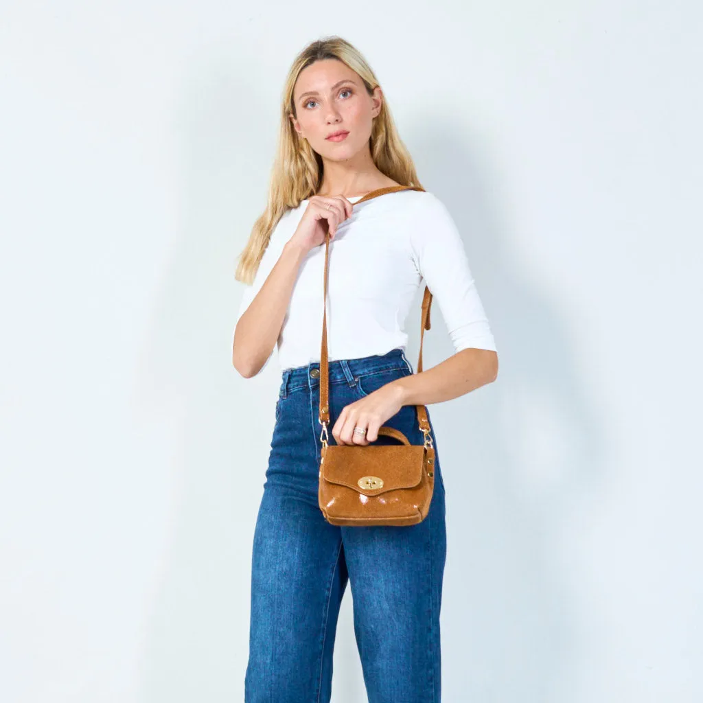 Textured leather crossbody satchel wholesale