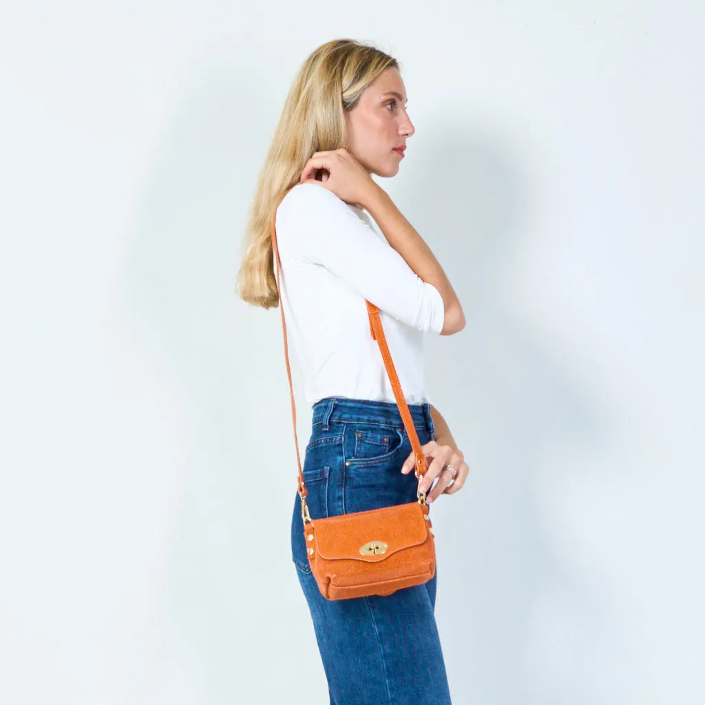 Textured leather crossbody satchel wholesale