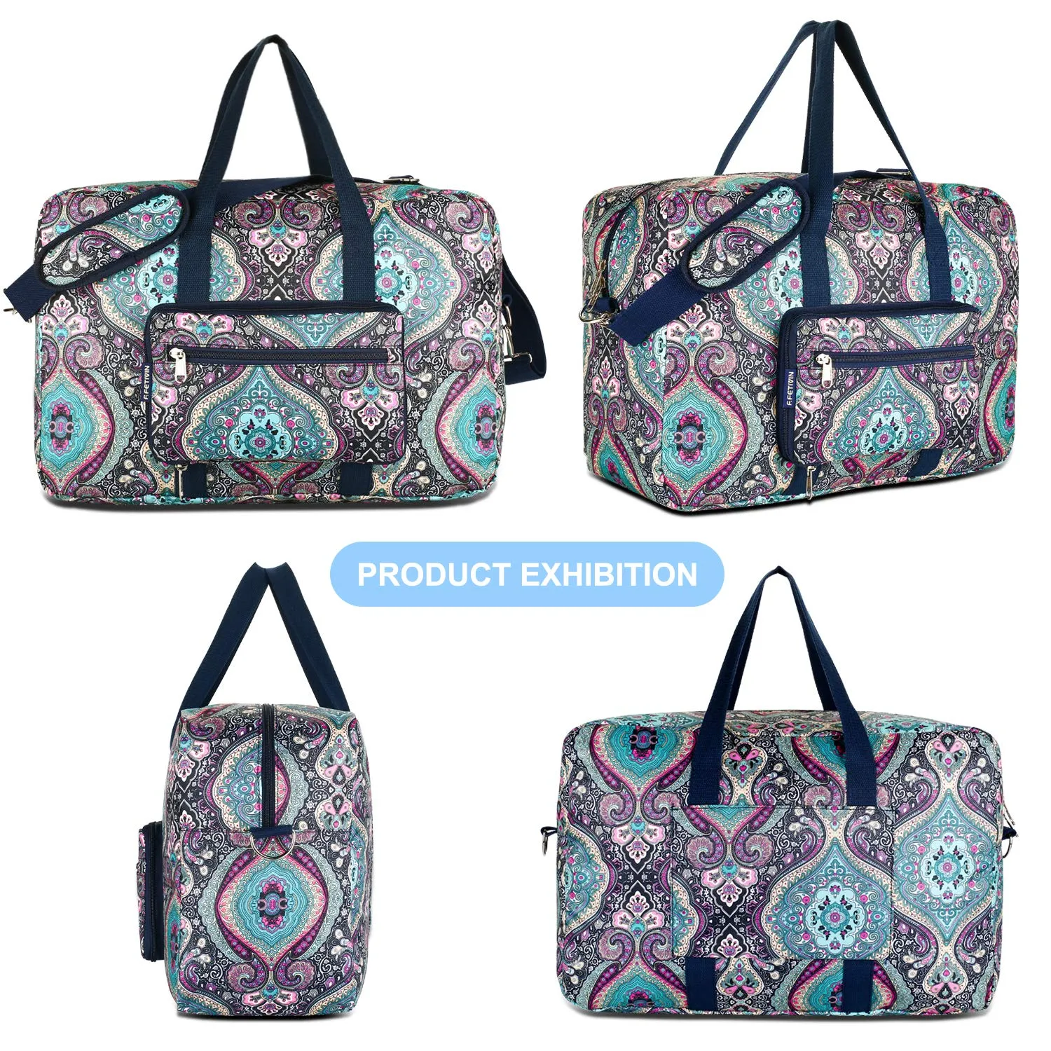Travel Foldable Waterproof Duffel Bag - Lightweight Carry Storage Luggage Tote Duffel Bag. (Green Floral)