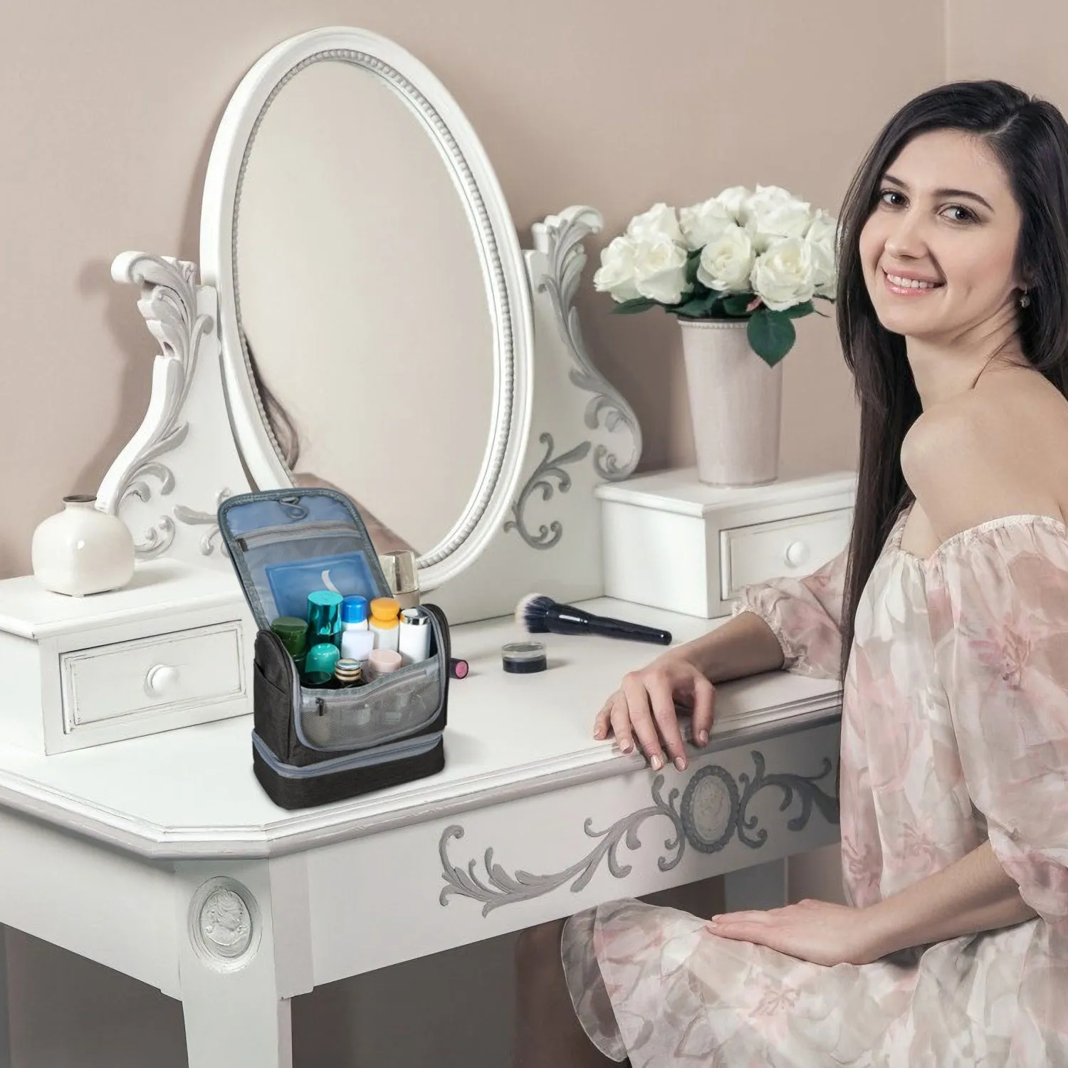 Travel Toiletry Bag & Cosmetics Organizer Bag
