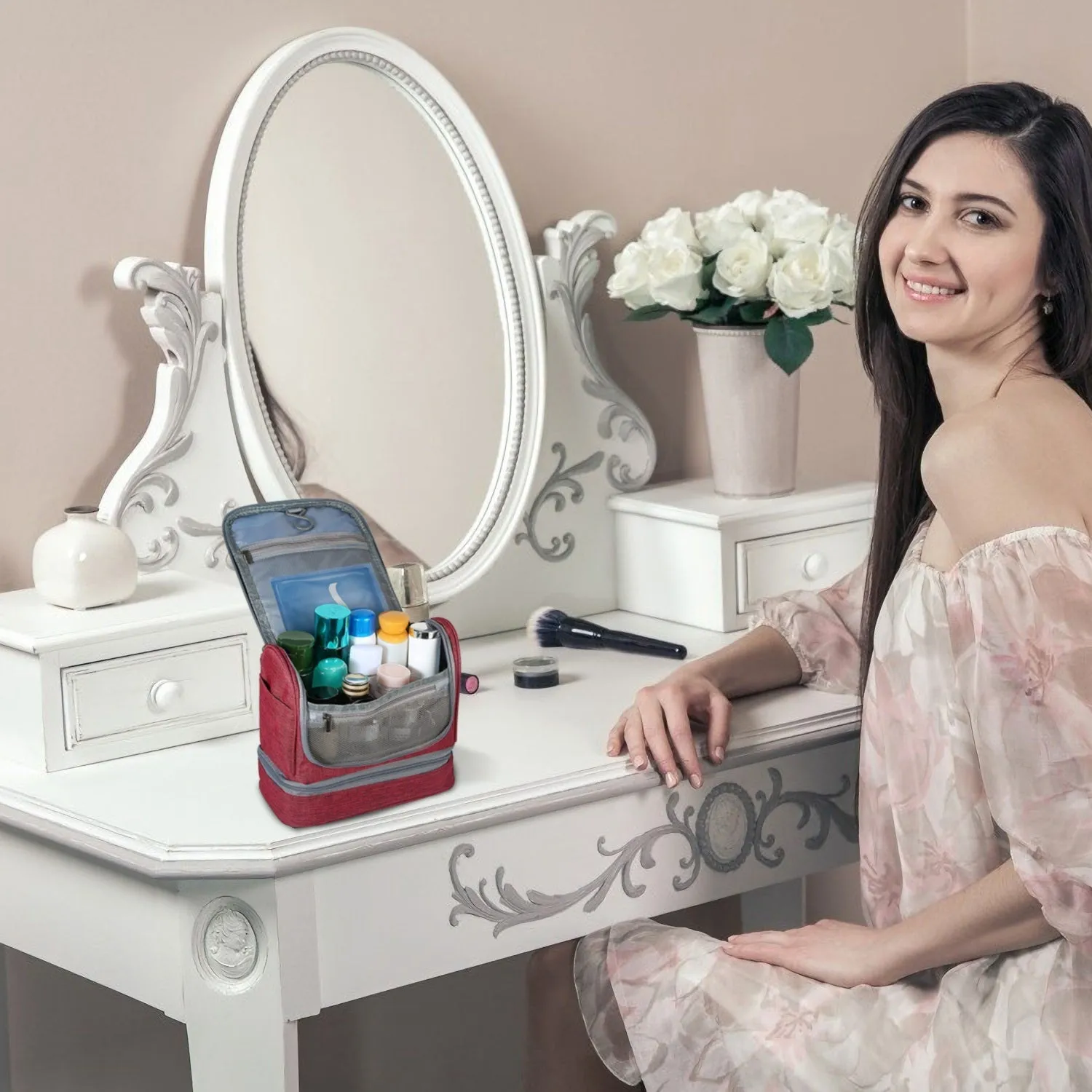 Travel Toiletry Bag & Cosmetics Organizer Bag