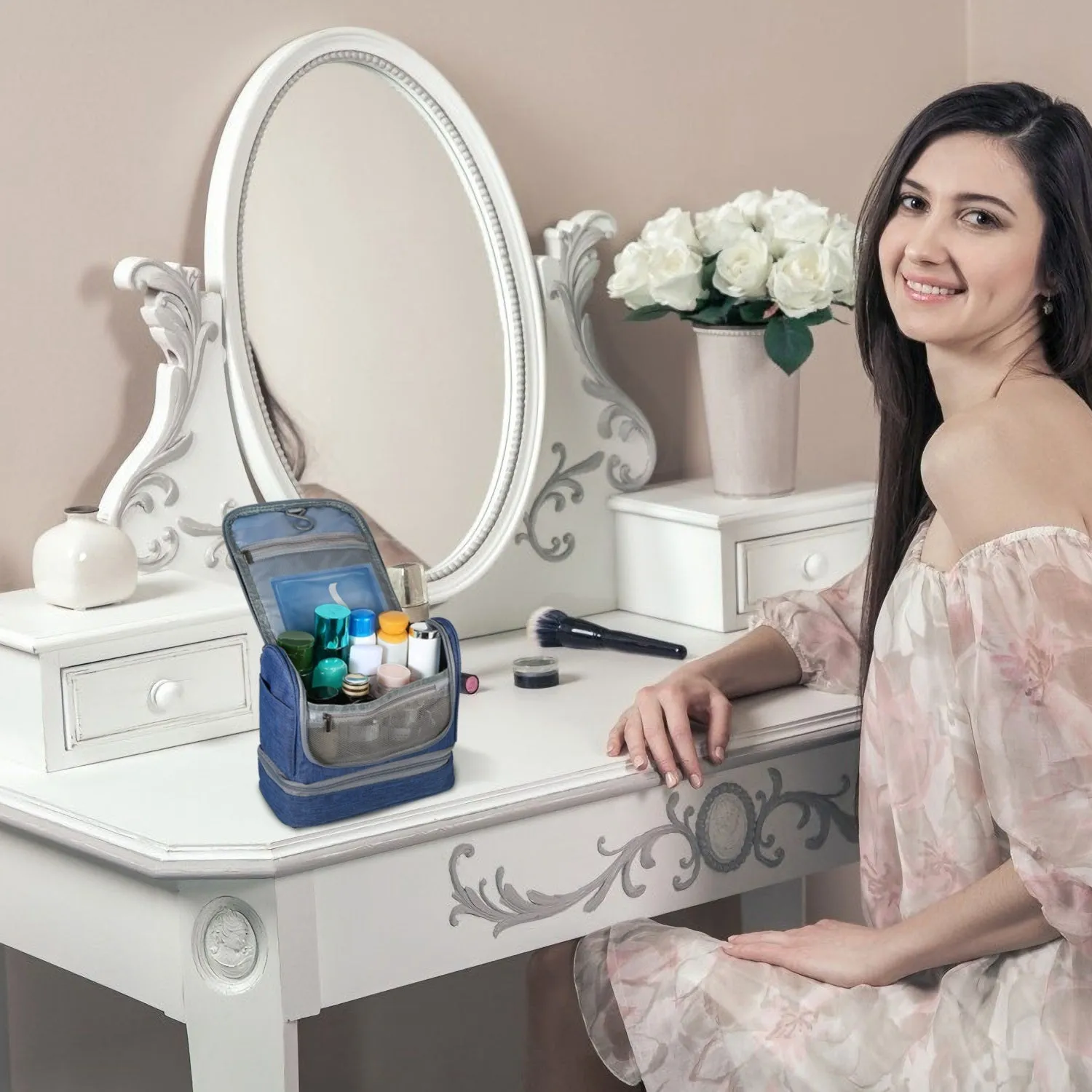 Travel Toiletry Bag & Cosmetics Organizer Bag