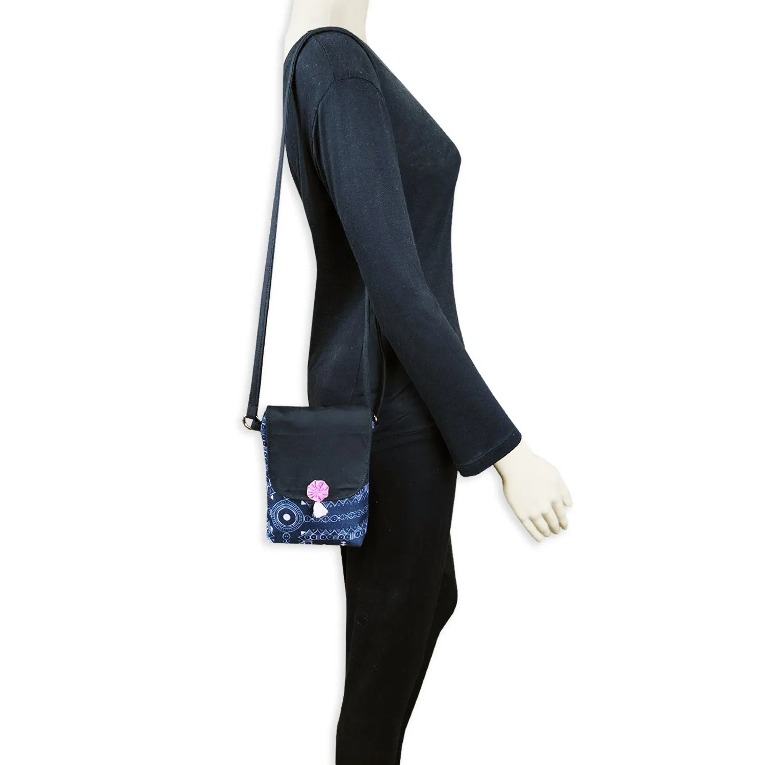Warli Mobile Sling Bag-Black