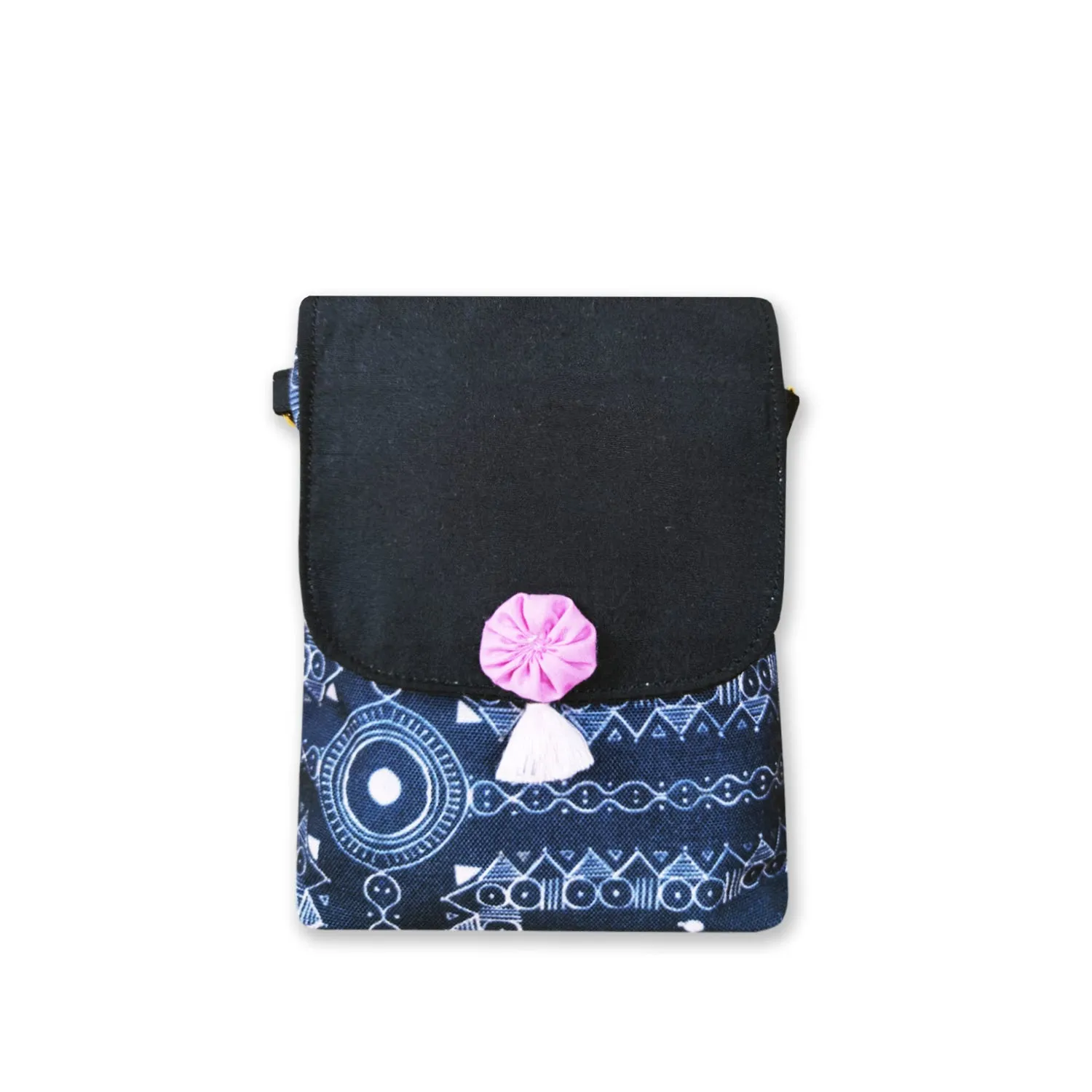 Warli Mobile Sling Bag-Black