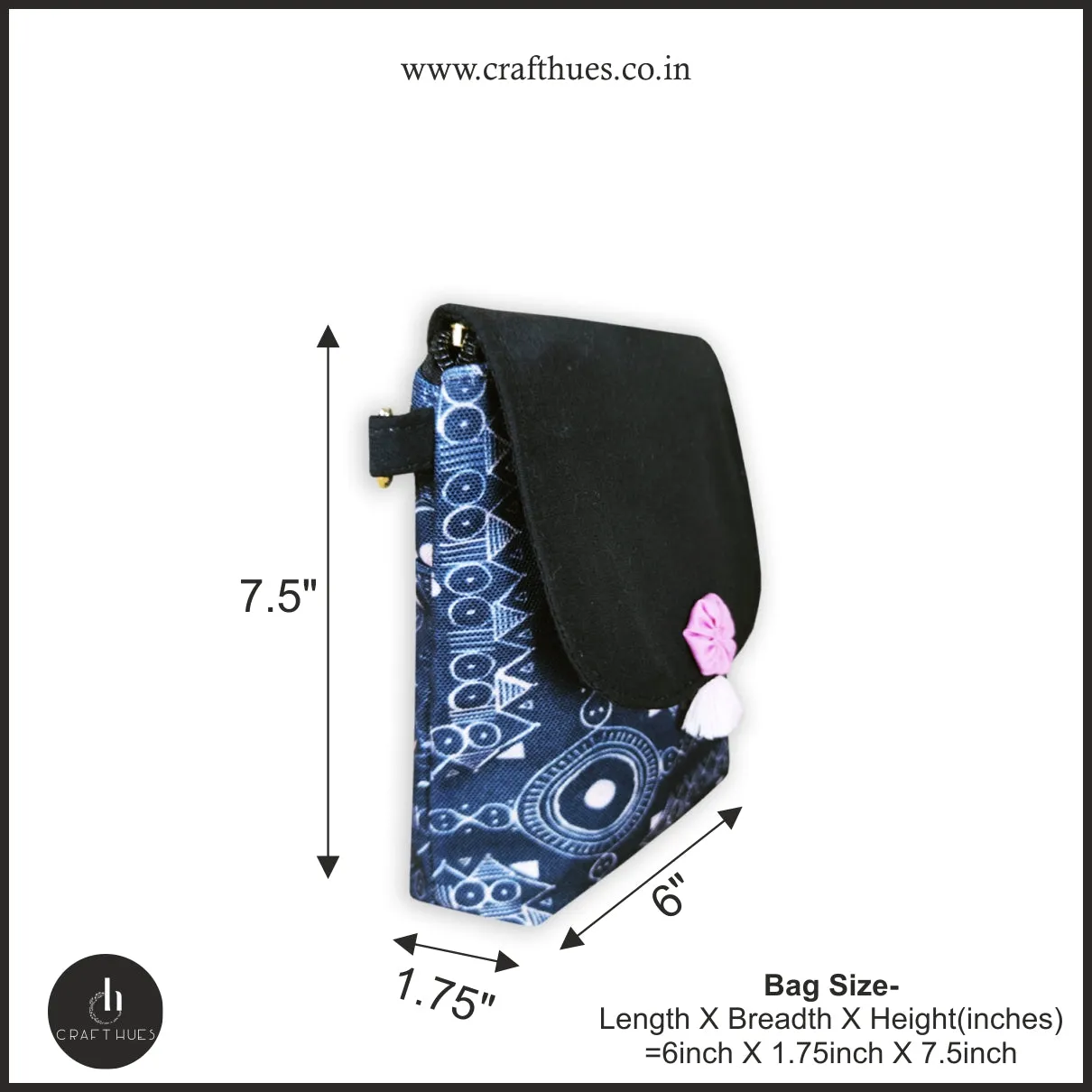 Warli Mobile Sling Bag-Black