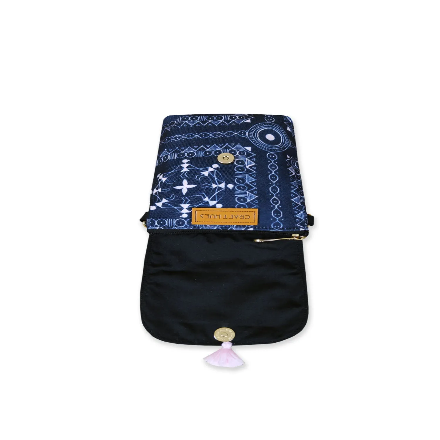 Warli Mobile Sling Bag-Black