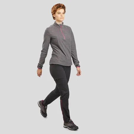 Women's outdoor walking fleece mh100 grey