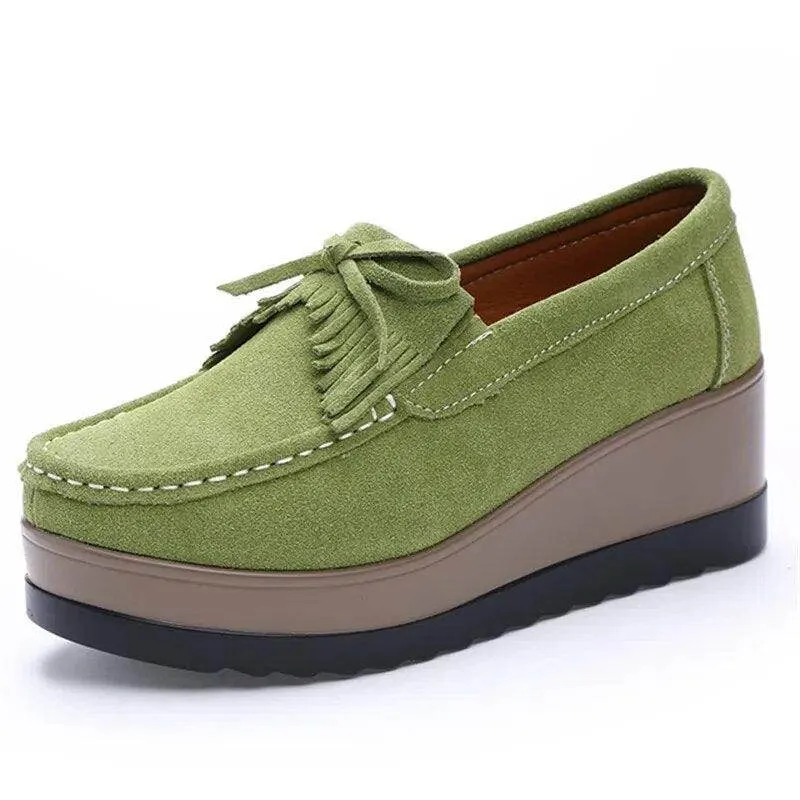 Womens Platform Moccasin Slip On Walking Shoes