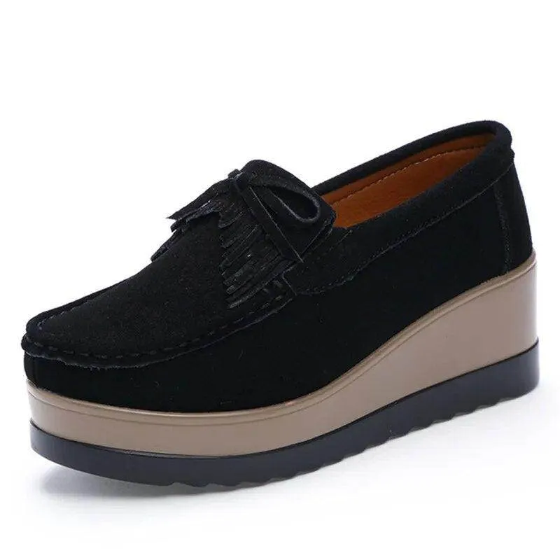 Womens Platform Moccasin Slip On Walking Shoes