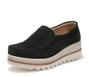 Womens Platform Moccasin Slip On Walking Shoes