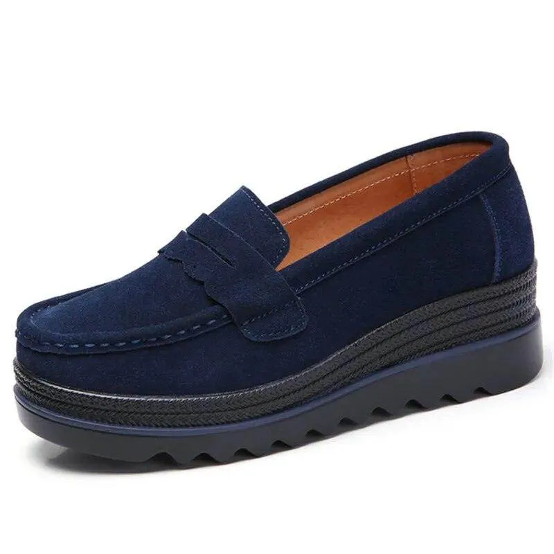 Womens Platform Moccasin Slip On Walking Shoes